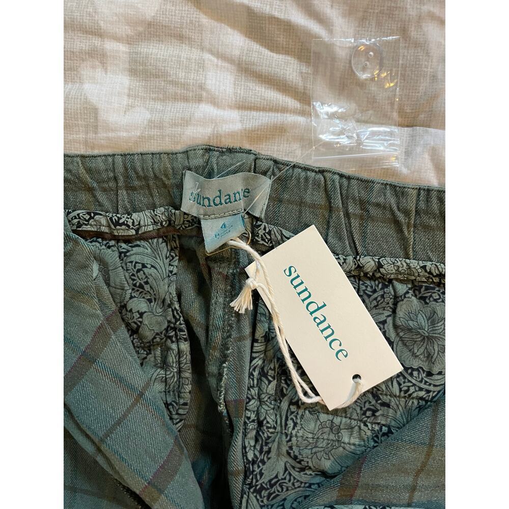 Sundance green plaid linen blend ankle pants women’s size 4 nwt - Picture 4 of 7